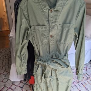 Green gap khaki cargo romper size 6